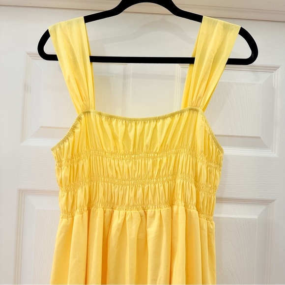 Nanette Lepore Smocked Sleeveless Midi Dress Canary Yellow sz 14 - Picture 5 of 8